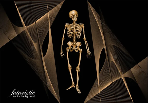 Абстрактный Футуристический Фон Изображением Скелета Векторная Иллюстрация — стоковый вектор