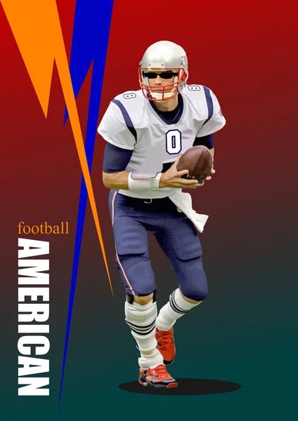 Imagem Jogador Futebol Americano Cartaz Ilustração Vetorial —  Vetores de Stock