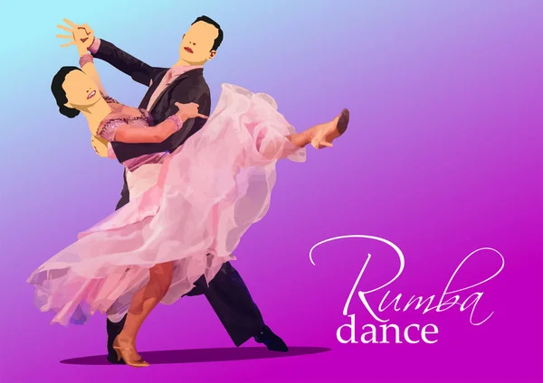 Paare Tanzen Einen Rumba Tanz Farb Vektor Illustration — Stockvektor