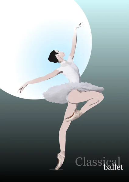 Classical Ballet Dancer Colored Vector Illustration — Stock Vector