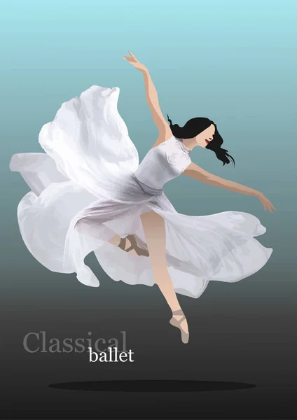 Classical Ballet Dancer Colored Vector Illustration — ストックベクタ