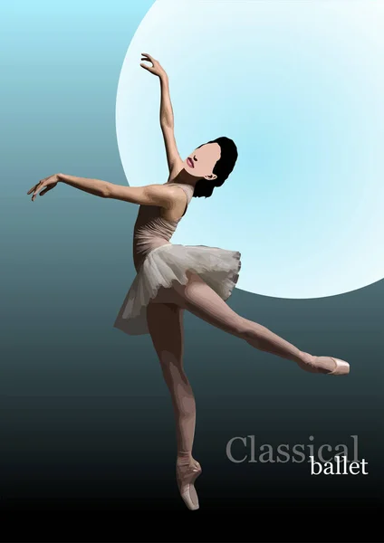 Bailarina Ballet Clásico Color Vector Ilustración — Vector de stock