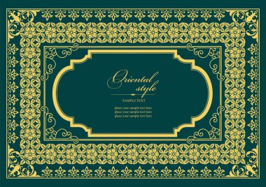 Koyu arkaplanda altın bir süs. Davetiye olarak kullanılabilir. Kitap kapağı. Vektör illüstrasyonu