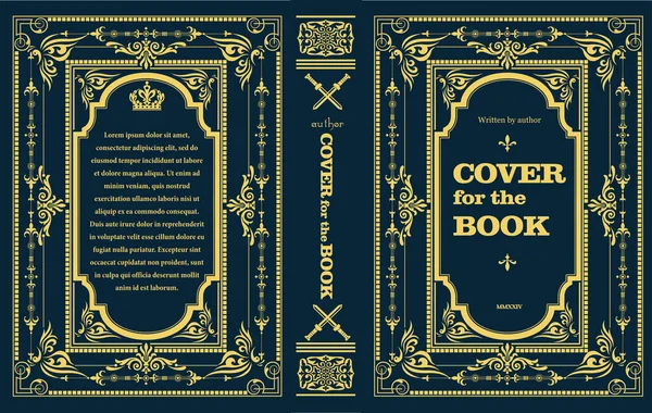 Okładka Średniowiecznej Powieści Stare Ozdoby Retro Projekt Stylu Royal Golden — Wektor stockowy
