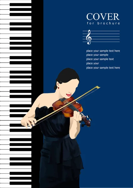 Copertina Brochure Con Immagine Violinista Illustrazione Vettoriale 3Dcolor — Vettoriale Stock