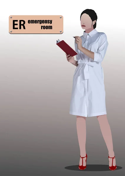 Medicinsk Sjuksköterska Läkare Bild Färg Vektor Illustration — Stock vektor