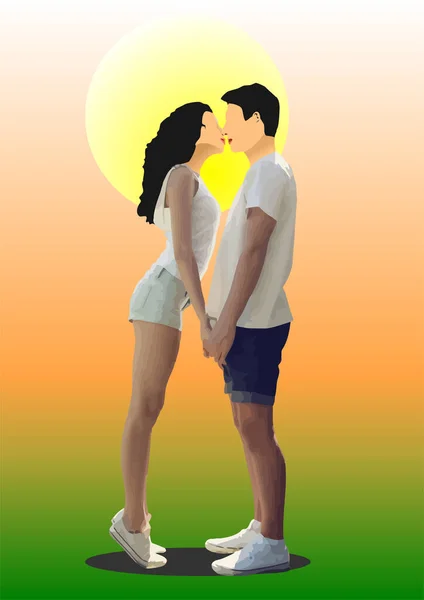 Capa Para Dia Dos Namorados Com Corações Beijar Imagens Vetor —  Vetores de Stock