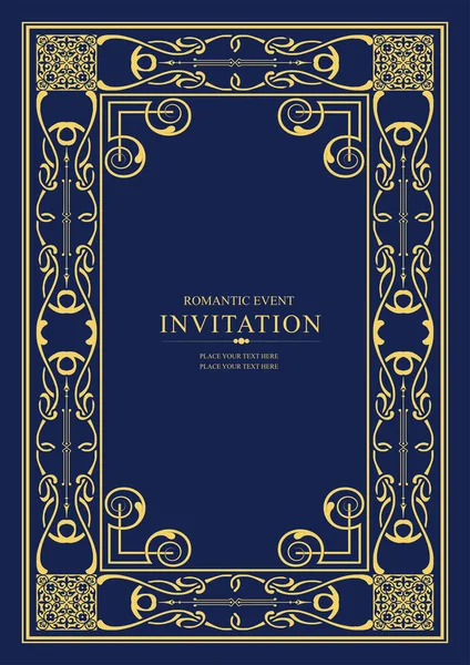 Gold Ornament Dark Background Can Used Invitation Card Book Cover — Stock Vector
