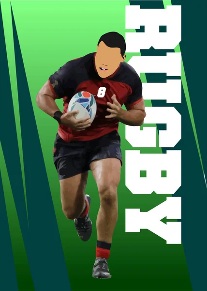 Silhouettes Joueur Rugby Illustration Vectorielle Couleur — Image vectorielle