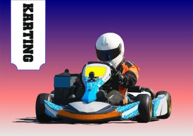 Go Kart Yarışçısı Renk Arkaplanı 'nda tecrit edildi. 3d vektör illüstrasyonu