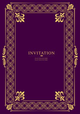 Koyu arkaplanda altın bir süs. Davetiye olarak kullanılabilir. Kitap kapağı. Vektör illüstrasyonu