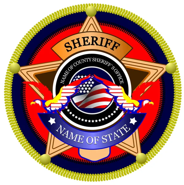 Beyaz Arka Planda Şerifin Etiketi Renk Vektörü Illüstrasyonu — Stok Vektör