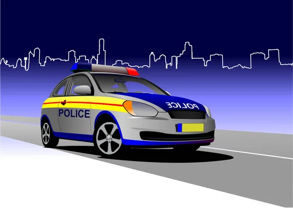 Полицейская Машина Ночном Фоне Векторная Иллюстрация — стоковый вектор