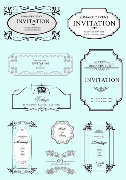 Set Ornate Vector Frames Ornaments Sample Text Perfect Invitation Announcement Royalty Free Stock Vectors