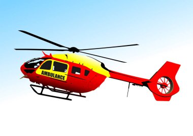 Helikopter ambulansı. Renk Vektörü 3d illüstrasyonu