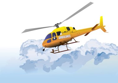Helikopter ambulansı. Renk Vektörü 3d illüstrasyonu