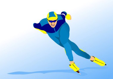 Hız pateni koşucusu. Vektör 3d illüstrasyon