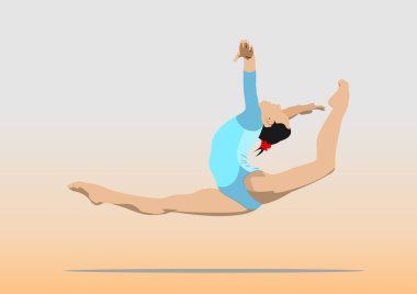 Ritmik kız jimnastiği. 3d vektör illüstrasyonu