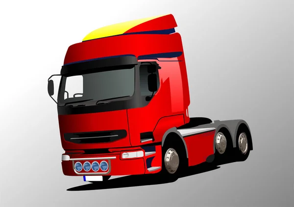 Vektor Illustration Röd Lastbil Vägen — Stock vektor