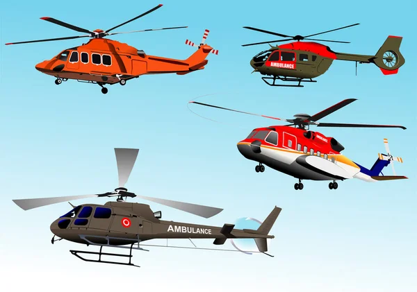 一系列的直升机 矢量3D说明 — 图库矢量图片