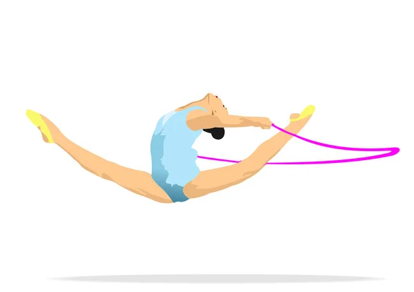 Gymnastique Rythmique Fille Avec Une Cassette Illustration Vectorielle — Image vectorielle