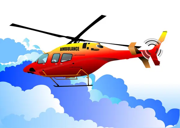 Ambulans Helikopteri Vektör Illüstrasyon — Stok Vektör