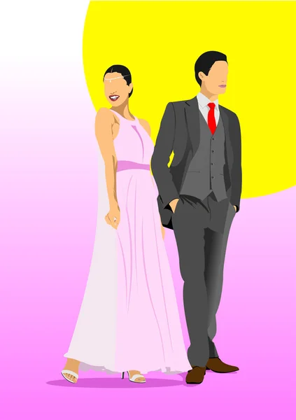 Sposa Sposo Illustrazione Vettoriale — Vettoriale Stock
