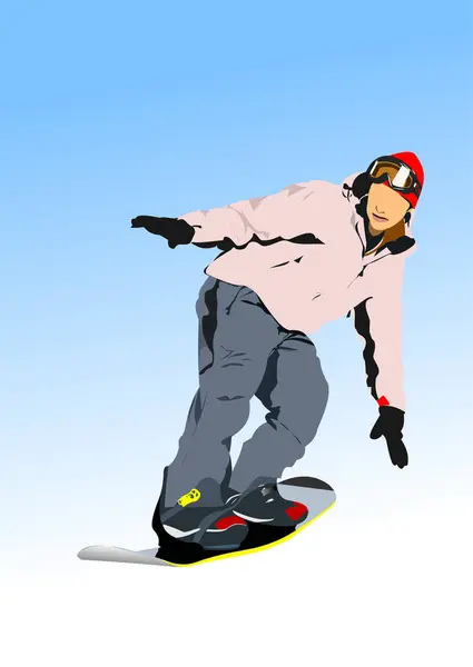 Snowboard Man Silhouet Vector Illustratie — Stockvector