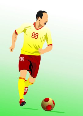 Futbolcu posteri. Vektör Rengi 3d illüstrasyonu