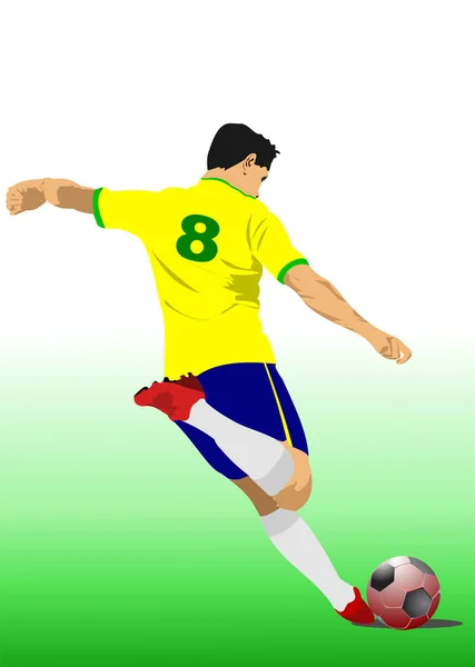 Fotbollsspelaraffisch Vektor Färg Illustrationv — Stock vektor