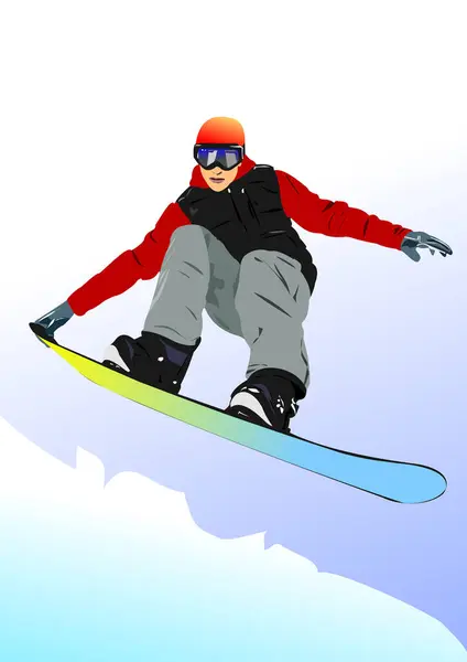 Snowboard Adam Silueti Vektör Illüstrasyon — Stok Vektör