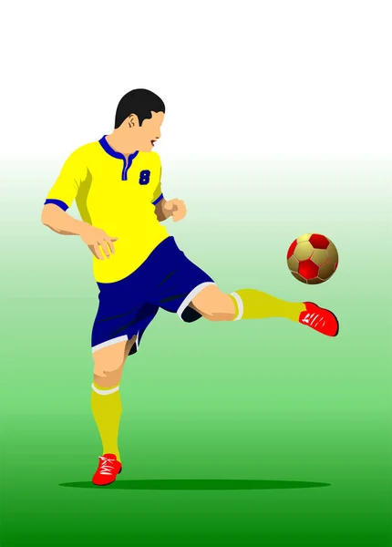 サッカー選手のポスター ベクトルカラー3Dイラスト — ストックベクタ