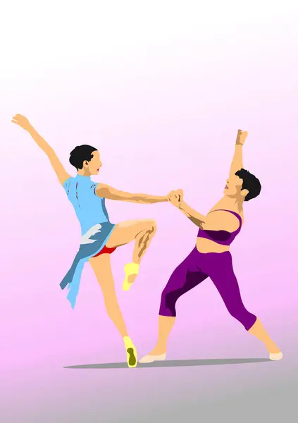 Moderne Balletdanser Gekleurde Illustratie Vector — Stockvector