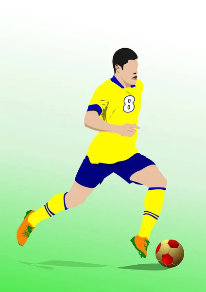 Cartaz Jogador Futebol Vector Cor Ilustração — Vetor de Stock