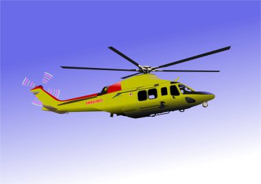 Ambulance and Police Helicopters. Vector 3d illustration