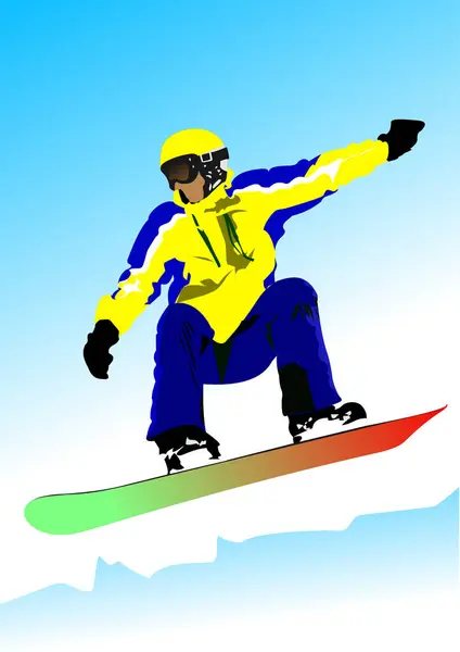 Snowboard Çocuk Silueti Vektör Illüstrasyon — Stok Vektör