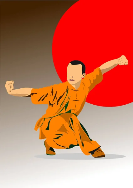Oriental Combat Sports Colored Vector Illustration — Stock Vector