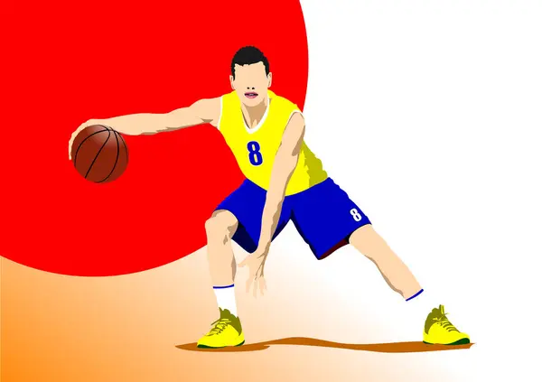 Jugadores Baloncesto Ilustración Vectorial Para Diseñadores — Vector de stock