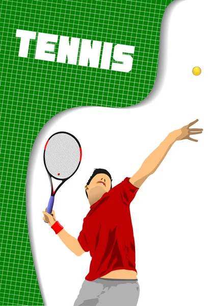 Tennisser Poster Gekleurde Vector Illustratie Voor Ontwerpers — Stockvector