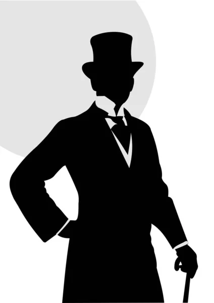 London Handsome Gentlemen White Black Vector Illustration — Stock Vector