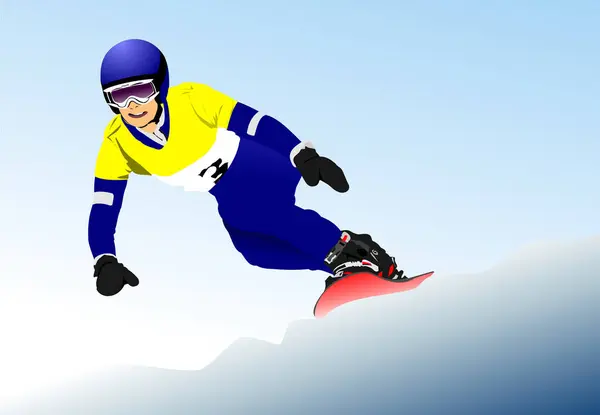 Sílhueta Rapaz Snowboard Vector Ilustrationv —  Vetores de Stock