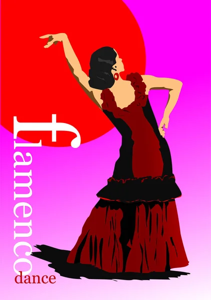 Belle Jeune Femme Dansant Flamenco Illustration Vectorielle — Image vectorielle