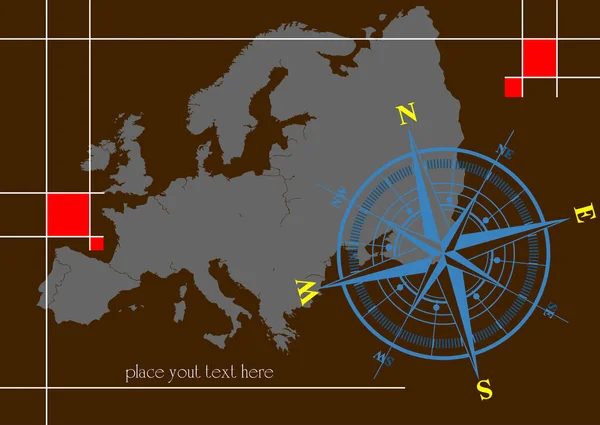Mapa Europa Rosa Dos Ventos Ilustração Vetorial Cores —  Vetores de Stock