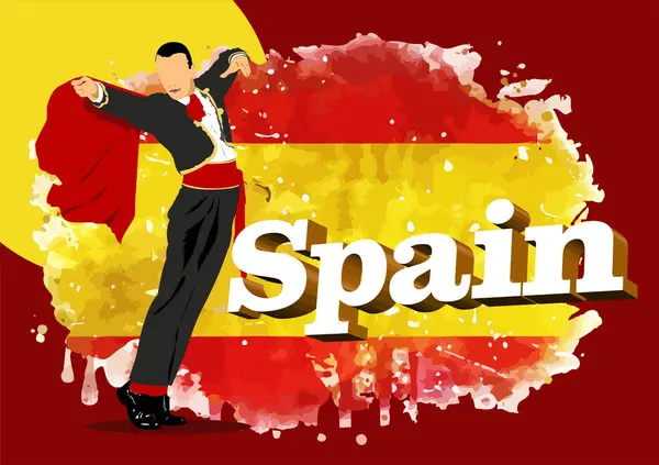Spanyolország Szimbóluma Zászló Képén Vektor Illusztráció Vektor Grafikák