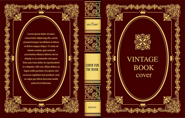 Cubierta Libro Cuero Adornado Marcos Adornos Retro Antiguos Diseño Estilo Ilustración de stock
