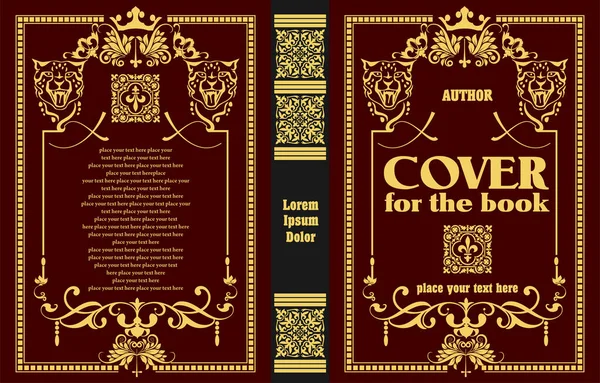 Cubierta Libro Cuero Adornado Marcos Adornos Retro Antiguos Diseño Estilo Vectores de stock libres de derechos