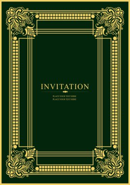 Koyu arkaplanda altın bir süs. Davetiye olarak kullanılabilir