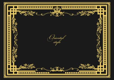 Koyu arkaplanda altın bir süs. Davetiye olarak kullanılabilir