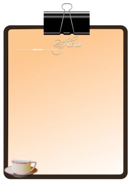 Restoran (cafe) menüsü. Renkli 3d vektörü ve çizilmiş illüstrasyon