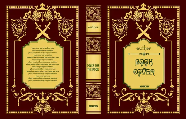 Ozdobný Kožený Obal Knihy Staré Retro Ornamentální Rámy Design Stylu Royalty Free Stock Ilustrace